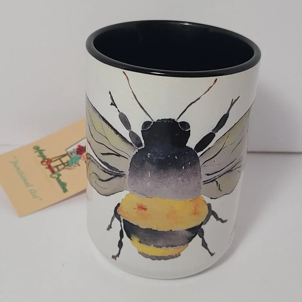 Bee Mug – Original Watercolor Art by Angie Bryan | Sublimated by The Crowing Hen - Picture 3 of 6